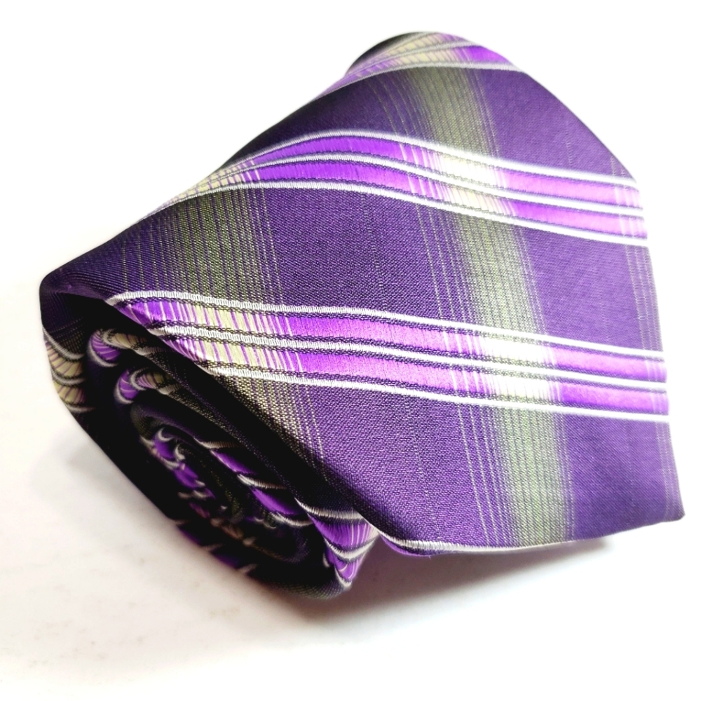 Burberry Necktie Purple Plaid Pattern Silk Neck Tie Jacquard Fabric
